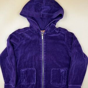 Tory Burch Girls Purple Velour Hooded Zip Jacket